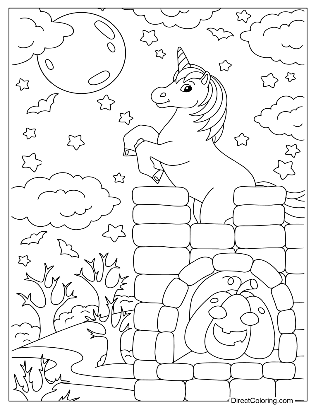 Unicorn on a High Castle Coloring Sheet
